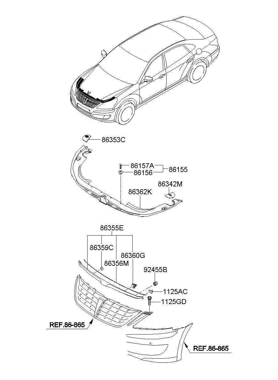 Накладка на решетку радиатора Hyundai Equus 2009-2016