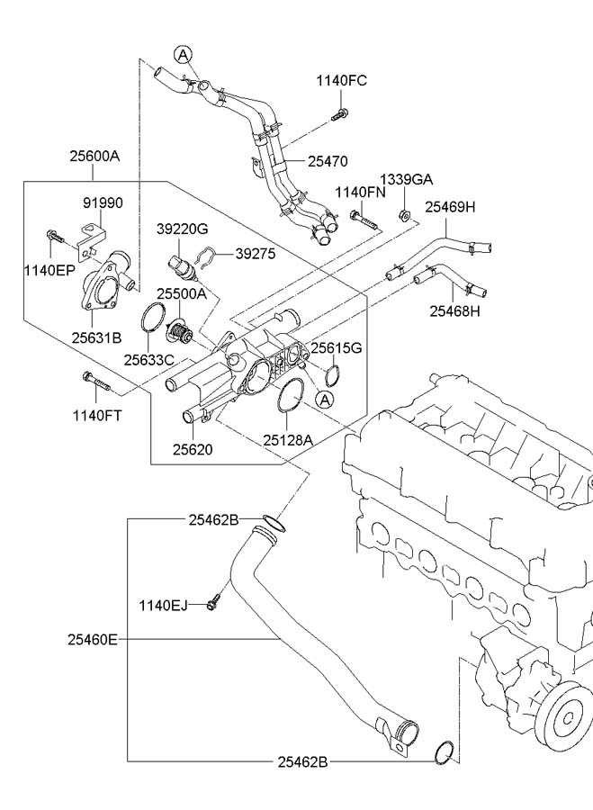 Шланг системы охлаждения Hyundai ix35/Tucson 2010-2015