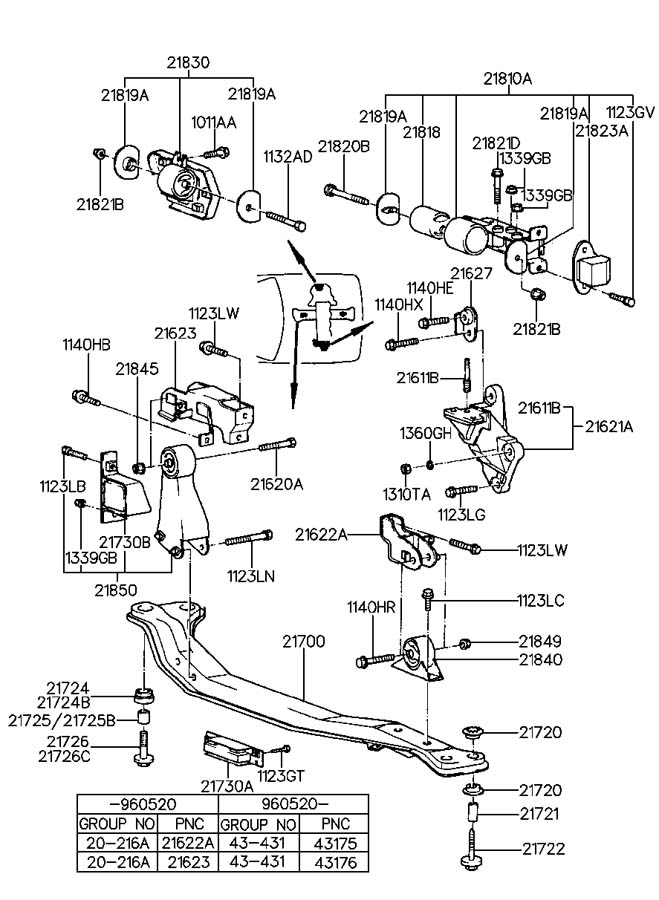 Кронштейн двигателя Hyundai Accent I 1994-2000
