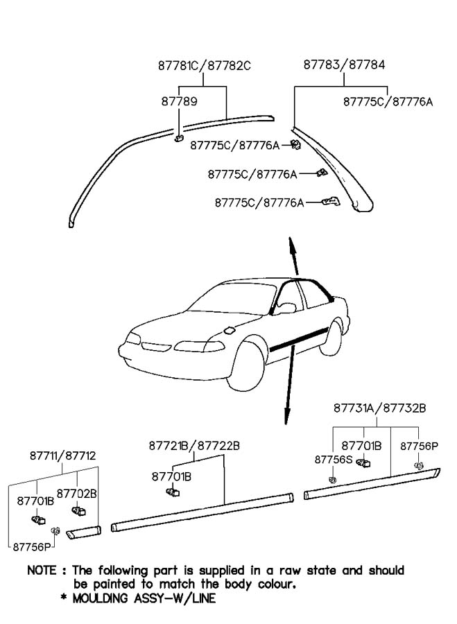Молдинг переднего левого крыла Hyundai Sonata 3 (1996-1998)