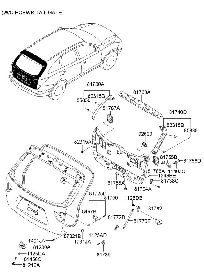 Механизм подъема двери/крышки багажника Hyundai IX55
