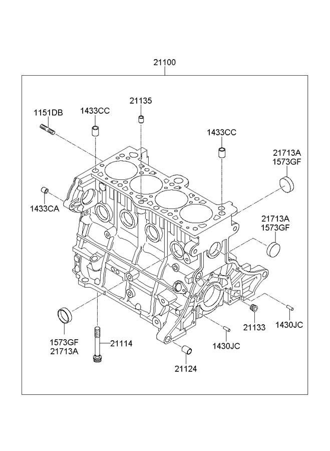 Блок двигателя Hyundai Accent II (+ТАГАЗ) 2000-2012