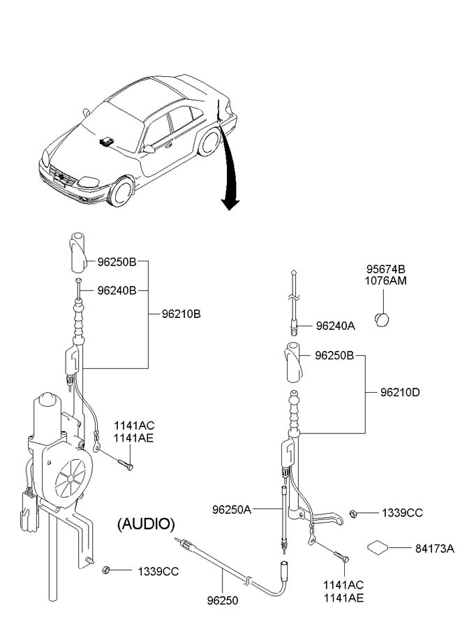 Антенна Hyundai Accent II (+ТАГАЗ) 2000-2012