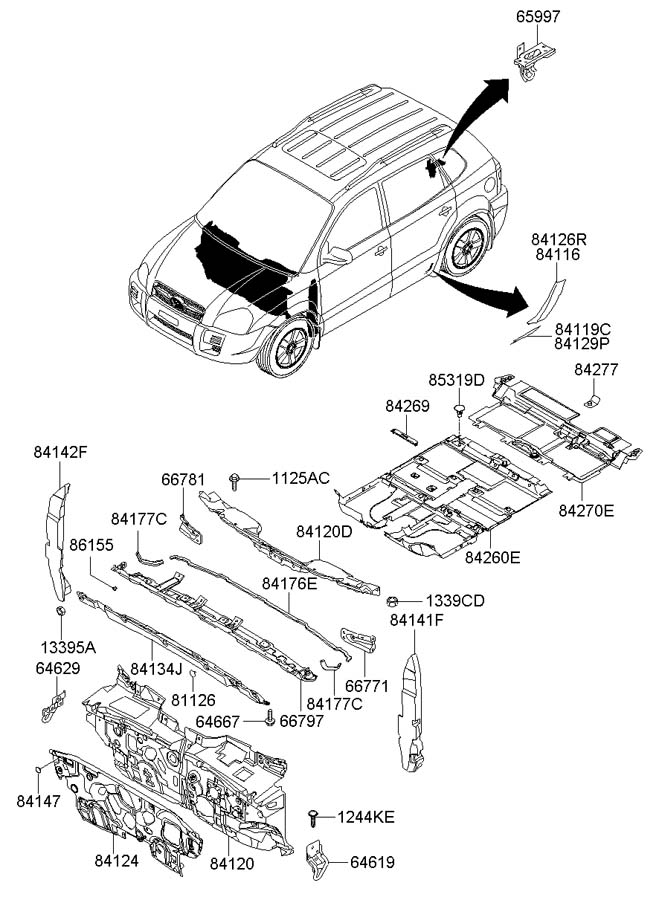 Покрытие напольное (ковролин) Hyundai Tucson 1 (2004-2010)