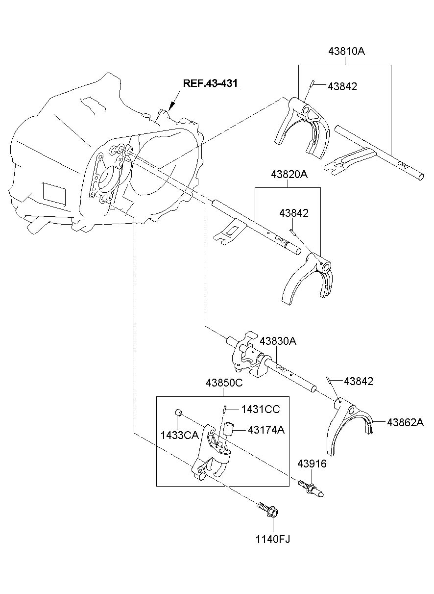 Механизм выбора передач Hyundai i20 2008-2014