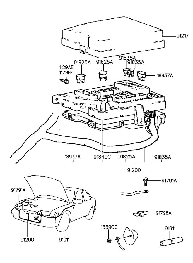 Блок предохранителей Hyundai Sonata 3 (1996-1998)