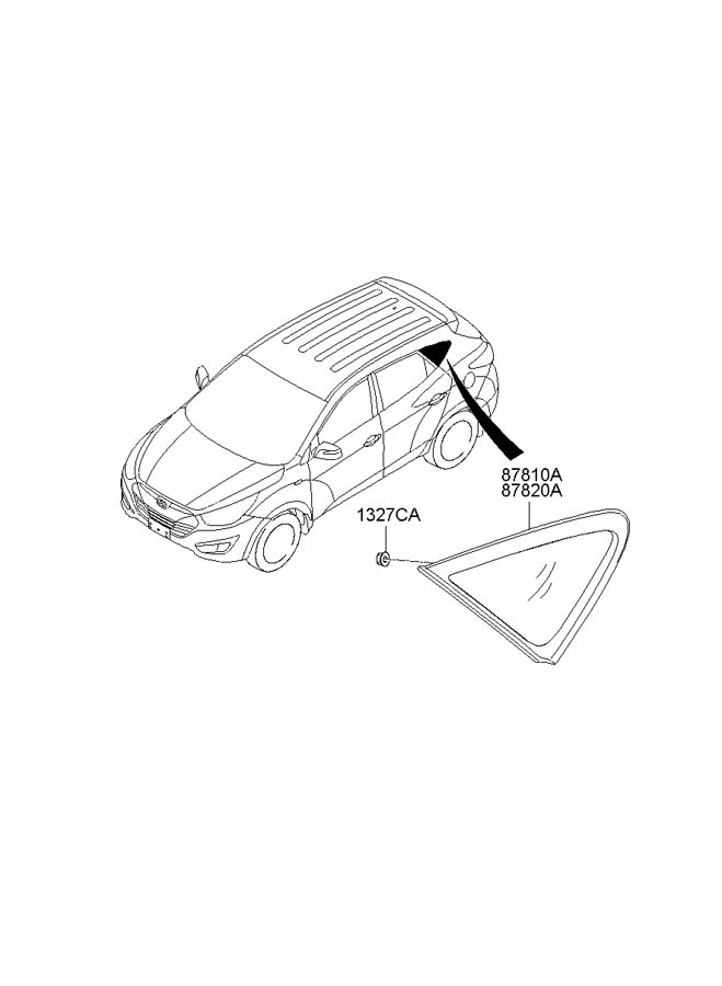 Стекло кузовное глухое правое Hyundai ix35/Tucson 2010-2015