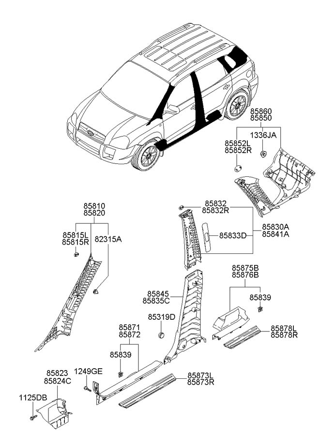 Накладка порога (внутренняя) Hyundai Tucson 1 (2004-2010)