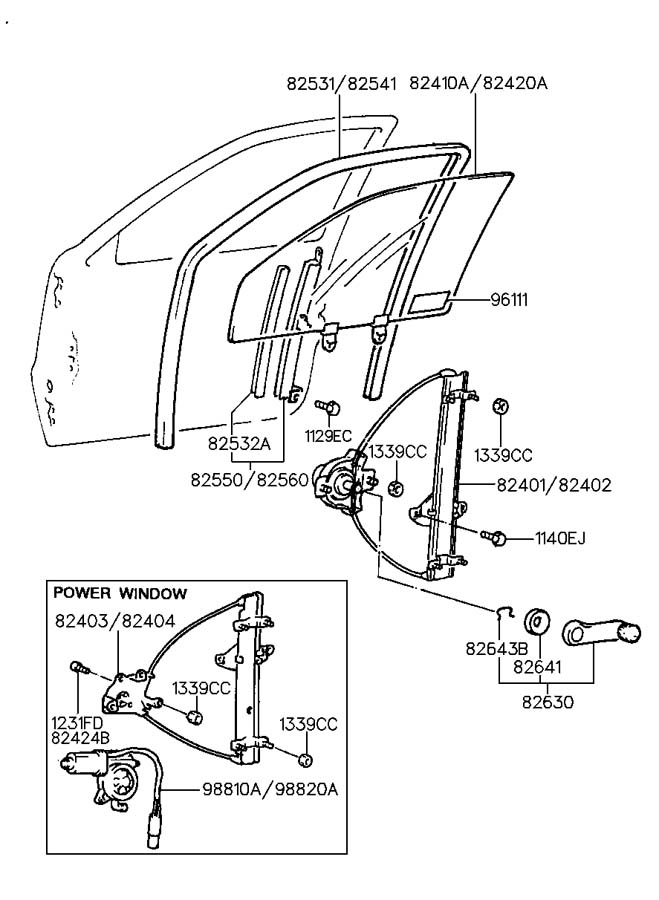 Стеклоподъемник электр. передний правый Hyundai Accent I 1994-2000