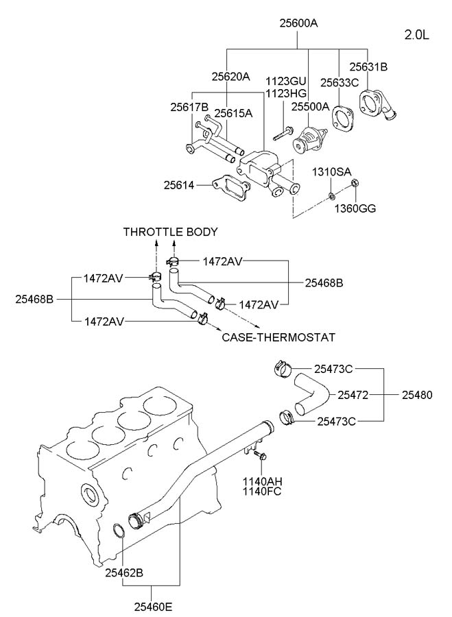 Фланец двигателя системы охлаждения Hyundai Tucson 1 (2004-2010)