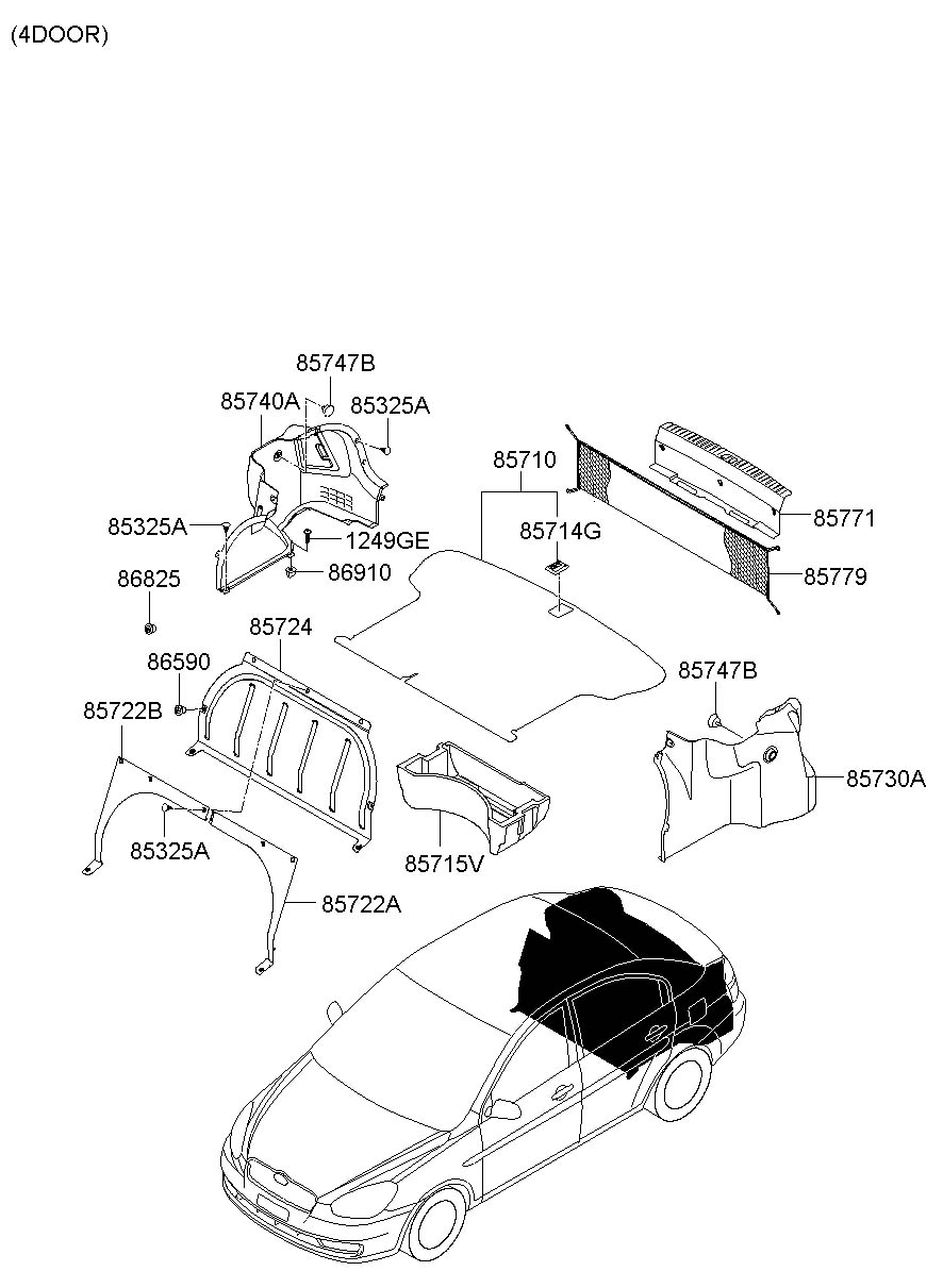Обшивка багажника Hyundai Verna/Accent III 2006-2010