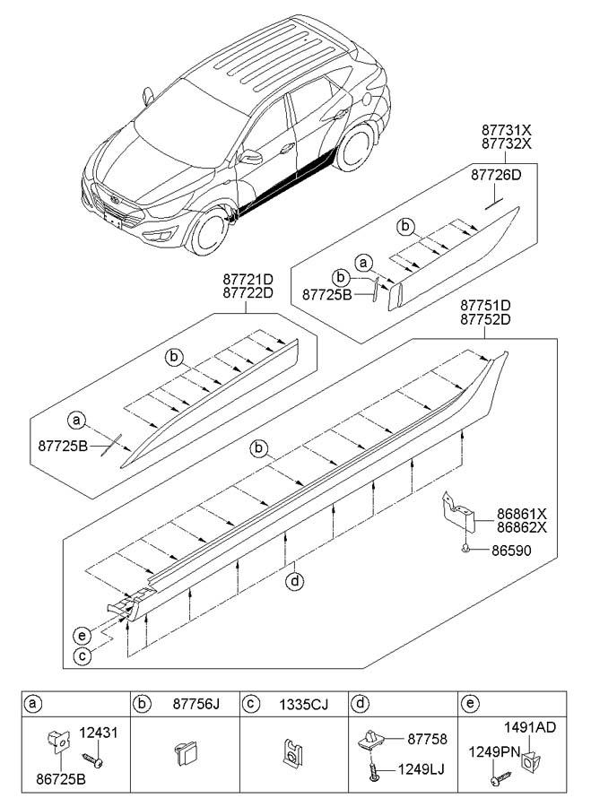Накладка на порог (наружная) Hyundai ix35/Tucson 2010-2015