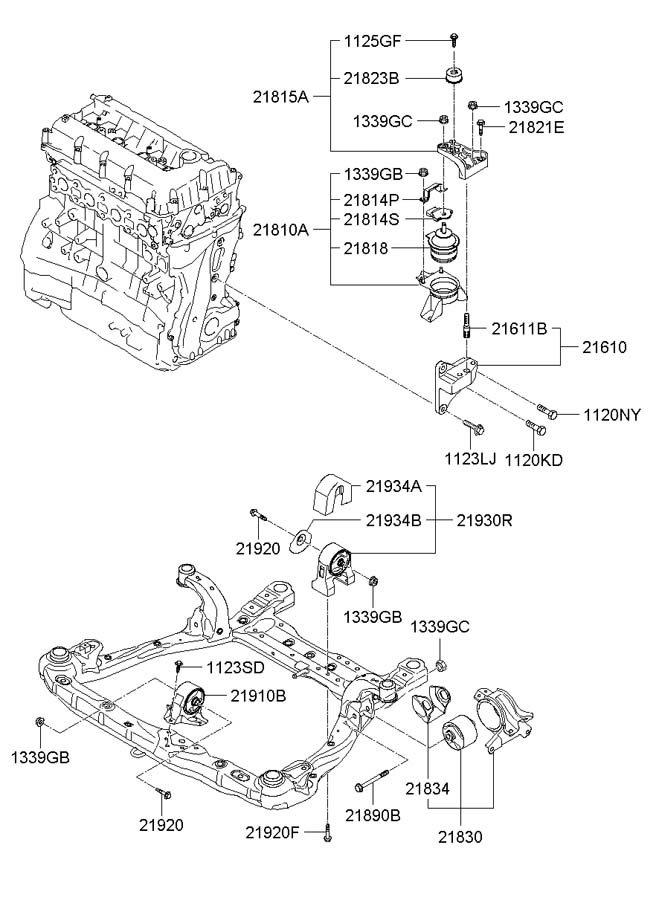 Опора двигателя правая Hyundai Sonata 5 NF (2005-2010)
