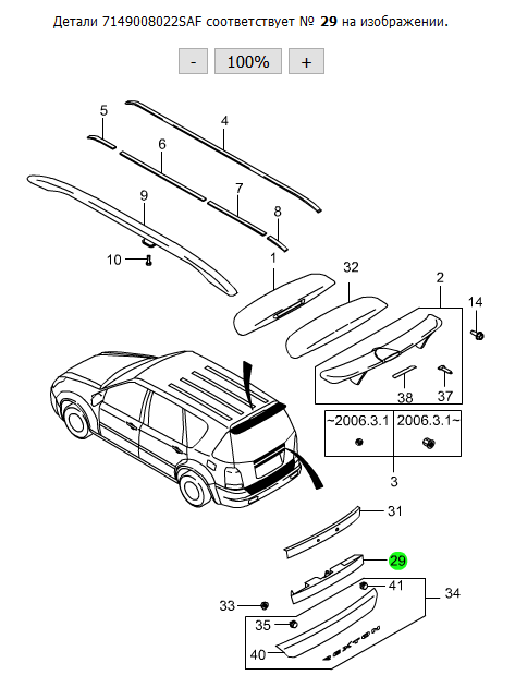 Накладка крышки багажника SsangYong Rexton II (2006-2012)