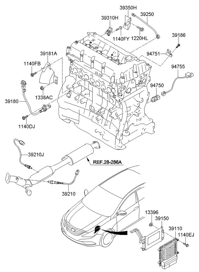 Кронштейн блока управления двигателем Hyundai Sonata 6 YF (2010-2014)